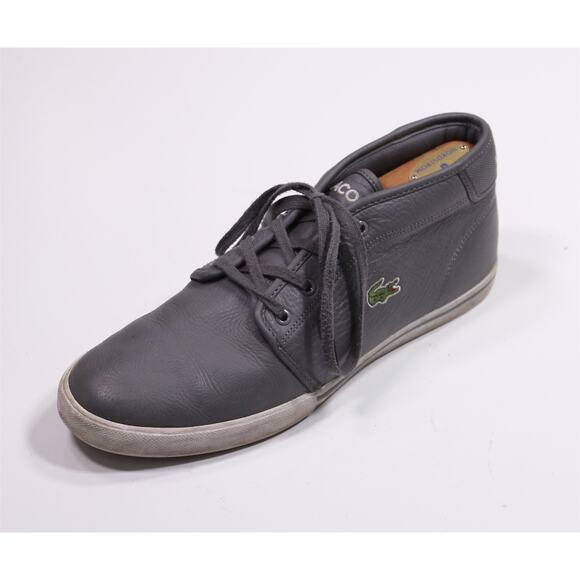 Lacoste Mens Ampthill Gray Hi Top Leather Sneakers US 10 - Picture 1 of 13